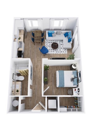 an overhead view of our 1 bedroom apartment at the residences at silver hill in suitland,